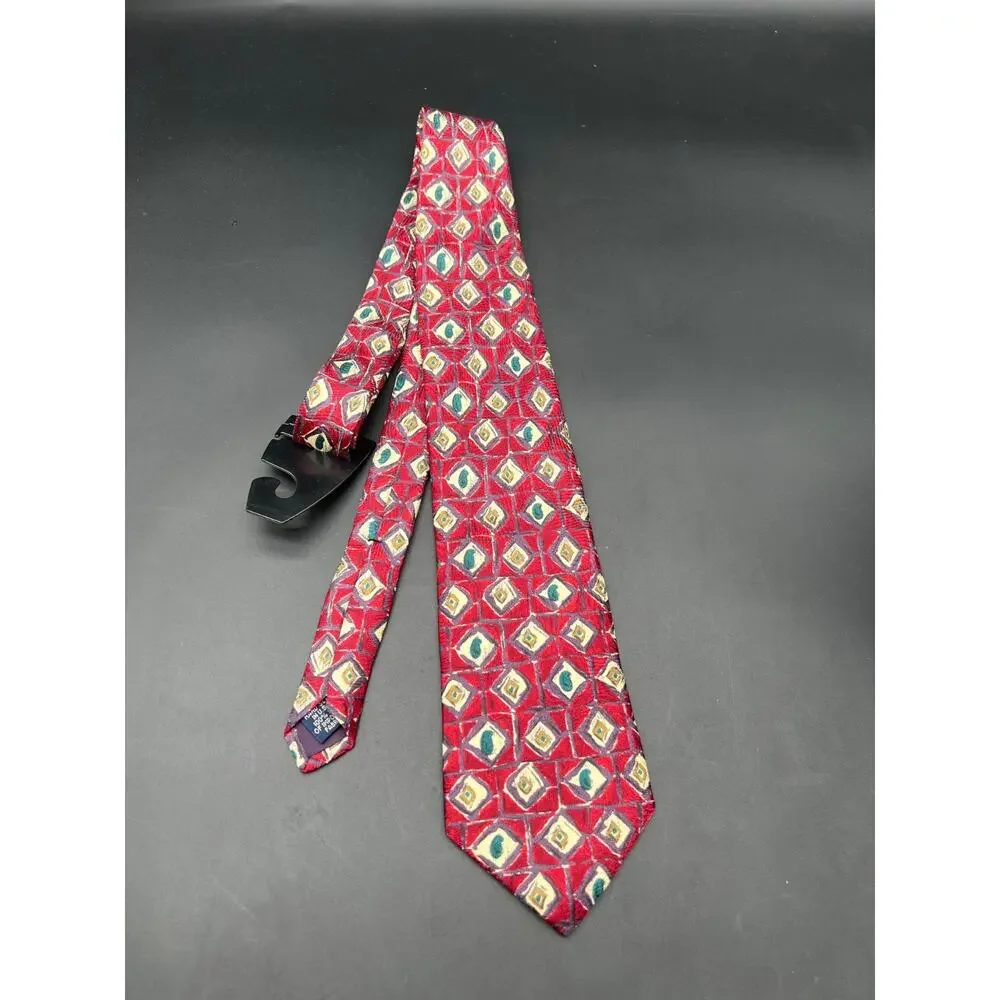 Vintage Lands' End Silk‎ Tie Geometric Abstract #433